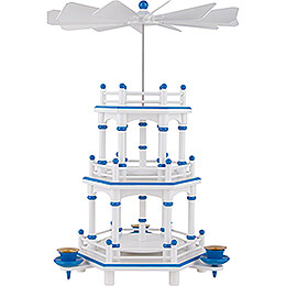 3 - Tier Pyramid  -  White - Blue  -  without Figurines  -  35cm / 13.8 inch