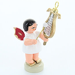 Angel with Chime  -  Red Wings  -  Standing  -  6cm / 2.4 inch