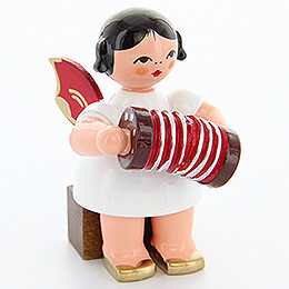 Angel with Concertina  -  Red Wings  -  Sitting  -  5cm / 2 inch