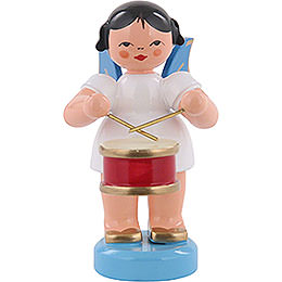 Angel with Drum  -  Blue Wings  -  Standing  -  6cm / 2,3 inch
