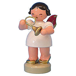 Angel with French Horn  -  Red Wings  -  Standing  -  6cm / 2,3 inch