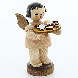 Angel with Gingerbread Plate  -  Natural Colors  -  Standing  -  6cm / 2.4 inch