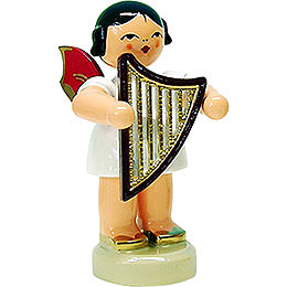 Angel with Lyre  -  Red Wings  -  Standing  -  6cm / 2.3 inch