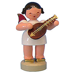 Angel with Mandolin  -  Red Wings  -  Standing  -  6cm / 2,3 inch