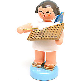 Angel with Xylophone  -  Blue Wings  -  Standing  -  6cm / 2.4 inch