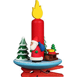 Christbaumschmuck Kerze mit Weihnachsmann auf Klammer  -  6x8,5cm