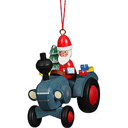 Christbaumschmuck Traktor mit Weihnachtsmann  -  5,7x5,6cm