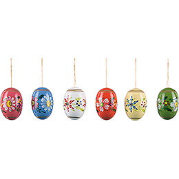 Easter Egg Set with Flowers  -  5,5cm / 2.2 inch