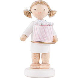 Flax Haired Angel with Feast Cake  -  5cm / 2 inch