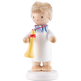 Flax Haired Angel with Trumpet  -  5cm / 2 inch
