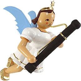 Floating Angel with Basoon, Colored  -  6.6cm / 2.6 inch