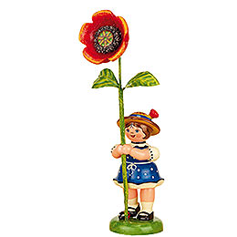Flower Girl with Poppy  -  11cm / 4,3 inch