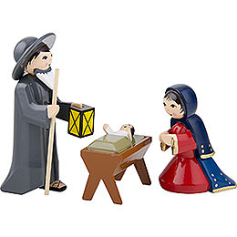 Holy Family, Set of Three, Colored  -  7cm / 2.8 inch