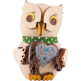 Mini Owl with Gingerbread Heart  -  7cm / 2.8 inch