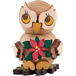 Owl Child with Christmas Flower  -  4cm / 1.6 inch