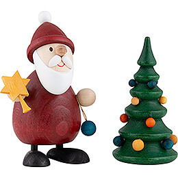 Santa  -  standing with Christmastree  -  9,3cm / 3.7 inch