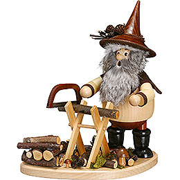 Smoker  -  Forest Gnome with Sawhorse on Board  -  26cm / 10 inch