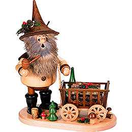 Smoker  -  Gnome with Hand Wagon  -  25cm / 9.8 inch