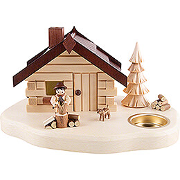Smoking Hut with Tea Light Holder  -  Lumberjack  -  11cm / 4.3 inch