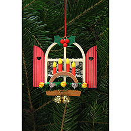 Tree Ornament  -  Advent Window with Candle Arch  -  7,6x7,0cm / 3x3 inch
