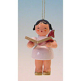 Tree Ornament  -  Angel with Book  -  Red Wings  -  9,5cm / 3.7 inch