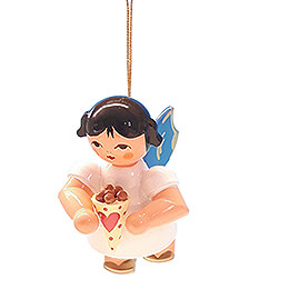 Tree Ornament  -  Angel with Candied Almonds  -  Blue Wings  -  Floating  -  5,5cm / 2.2 inch