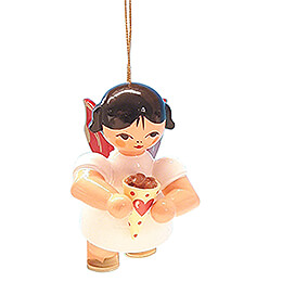 Tree Ornament  -  Angel with Candied Almonds  -  Red Wings  -  Floating  -  5,5cm / 2.2 inch