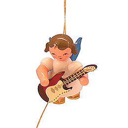 Tree Ornament  -  Angel with Electric Guitar  -  Blue Wings  -  Floating  -  5,5cm / 2,1 inch