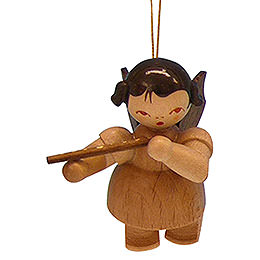 Tree Ornament  -  Angel with Flute  -  Natural Colors  -  Floating  -  5,5cm / 2,1 inch