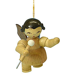 Tree Ornament  -  Angel with Microphone  -  Natural Colors  -  Floating  -  5,5cm / 2,1 inch