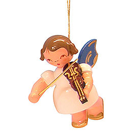Tree Ornament  -  Angel with Violin  -  Blue Wings  -  Floating  -  5,5cm / 2,1 inch