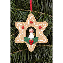 Tree Ornament  -  Ginger Bread Small with Angel  -  6,9x6,9cm / 2.7x2.7 inch