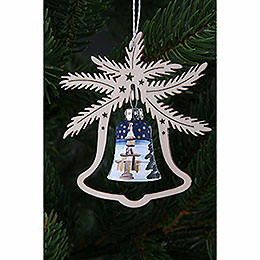 Tree Ornament  -  Glass Bell  -  Seiffen Church  -  3 pcs.  -  9x8cm / 3.5x3.1 inch