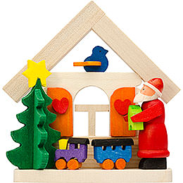Tree Ornament  -  House Santa Claus with Rail Road  -  7,5cm / 3 inch