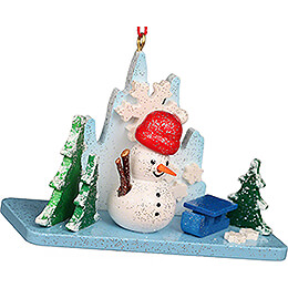 Tree Ornament  -  Icy Landscape with Snowman  -  4,7cm / 1.9 inch