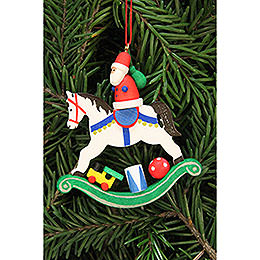 Tree Ornament  -  Santa Claus on Rocking Horse  -  6,8x7,1cm / 2.7x2.8 inch