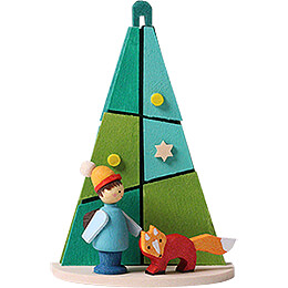 Tree Ornament  -  Tree with Child and Fox  -  7,3cm / 2.9 inch