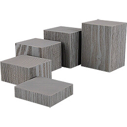 Wooden Block Set  -  5 pieces  -  Grey  -  12cm / 4.7 inch